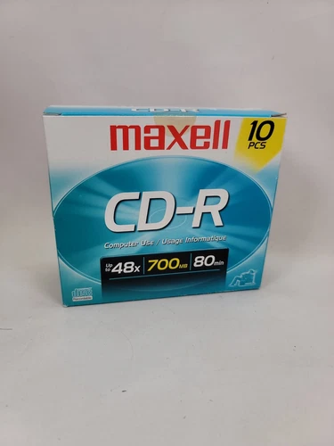 Maxell CD-R Discs 700MB 80min 48x with Slim Jewel Cases 10-Pack MAX648210 for Reliable Data Storage