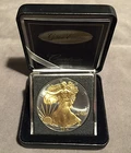 *1oz 2014 Silver Eagle Walking Liberty-Golden Enigma Coin, Ruthenium+24K Gold*