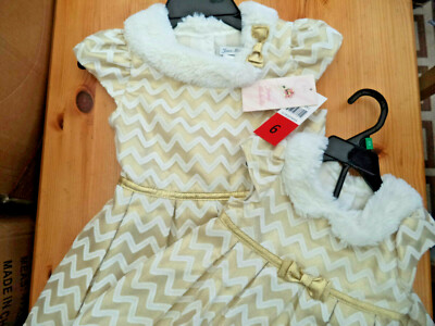 GIRLS STUNNING CHRISTMAS PARTY DRESS 2 3 4 5 6 7 8 GOLD / IVORY