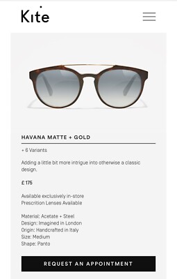 KITE EYEWEAR Unisex franco sunglasses RRP £225 Ray Ban