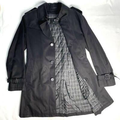 Burberry Black Label Trench Coat Nova Check Cotton Black