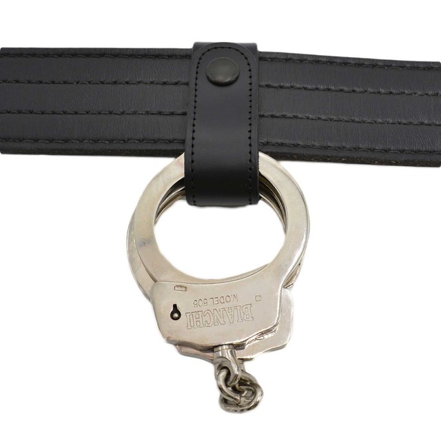 Perfect Fit Handcuff Strap Black Snap Leather Police Corrections Duty