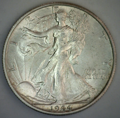 1944 S Walking Liberty Half Dollar Silver Uncirculated 50c Toned Walker Coin