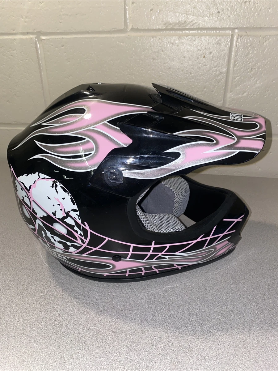 TMS Motorcycle Helmet FMVSS 218 S 49 50cm Pink Women Skull Design