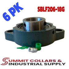  6 PIECES 1-1/8" LIGHT DUTY 2 Bolt Flange Bearing, SBLF206-18G SBLF206