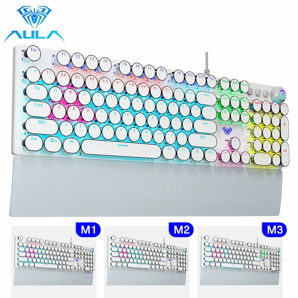 Gaming Keyboard Silver Clicky Optical Switches Chroma RGB Punk Mechanical Wired - Image 4 of 4