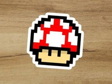 Mario Bros Pixel Red Mushroom Koopa High Quality Sticker 3x3 In Nintendo