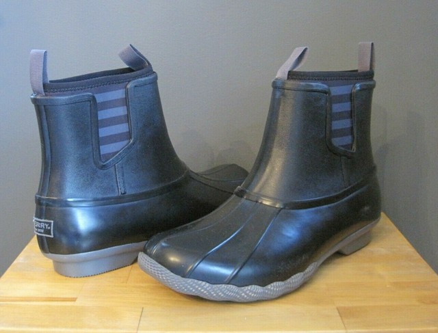 sperry black rubber boots