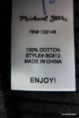 NWT MICHAEL STARS Ribbed Cotton Knit 3/4 Sleeve Pullover Sweater SMALL $138 GRAY - Picture 9 of 11