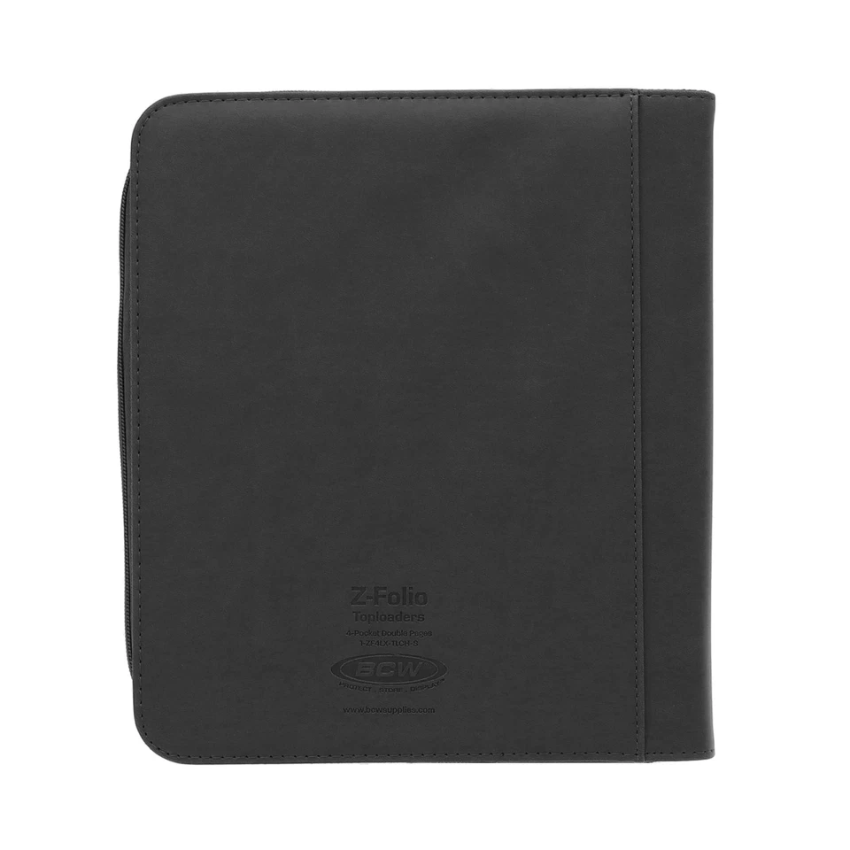 Carpeta de cargador superior BCW negra - Álbum de tarjetas de 4 bolsillos cargador superior con cremallera 35pt 160 ct Foto 4 de 4