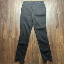 Judy Blue High Rise Tummy Control Skinny Jeans Black Raw Hem Size 11/30