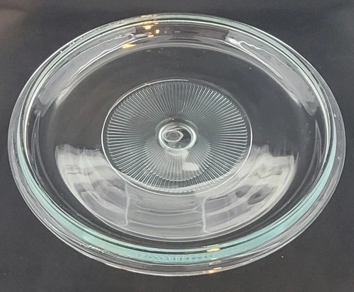 Pyrex Glass Lid G1C Round Blue Tint Ribbed Replacement 8 3/4”