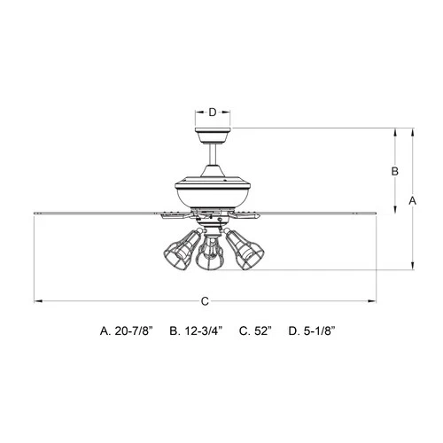 Clybourn 3-Light Ceiling Fan in Industrial Style 21 Inch Tall and 52 Inches - Picture 10 of 13