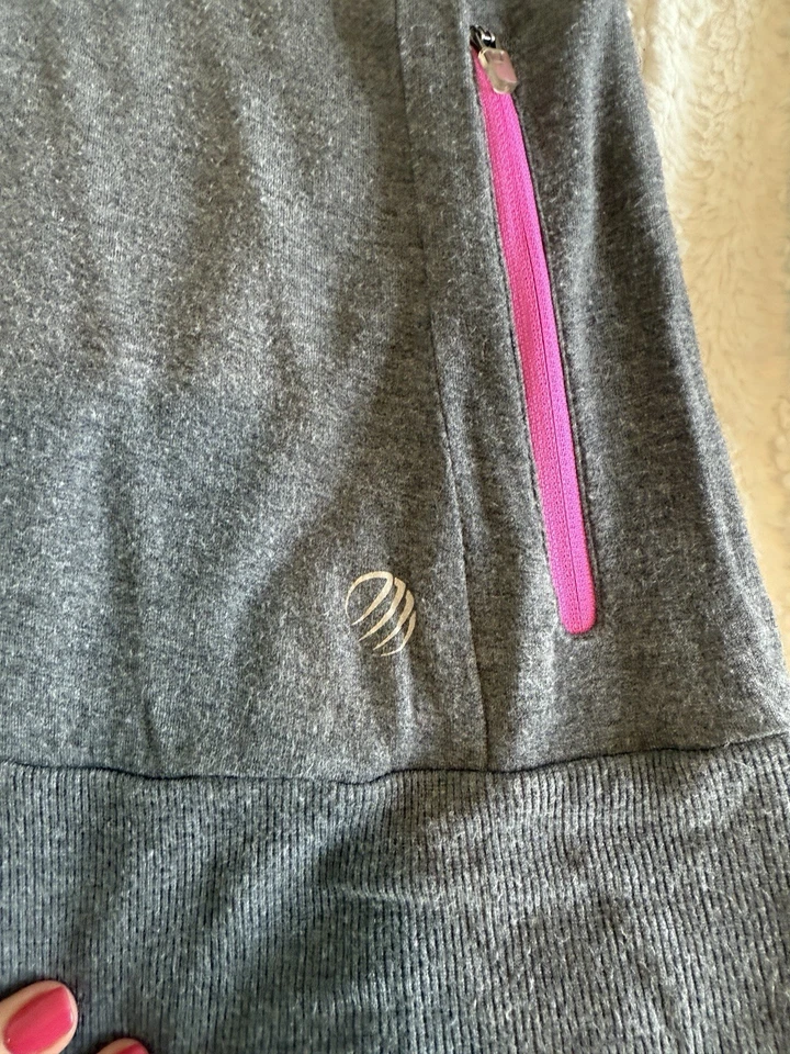 MPG Women’s Pullover Hoodie Long Sleeves Large Gray Pink Top Sweatshirt Pockets - Image 3 of 4