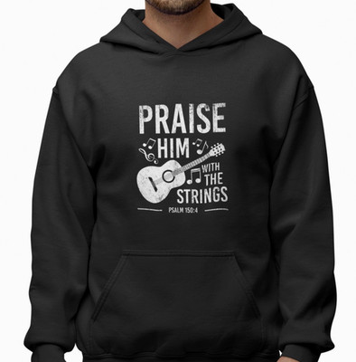 Praise Him Hoodie Christian Guitar Psalm 150 Worship Music Faith Unisex Pullover