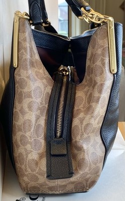 バッグ COACH Dalton totebag signature shoulder Coach 76078 Dalton 31 In Signature Coated Canvas/Pebbled Leather