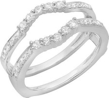 14K White Gold Diamond Ring Guard Enhancer, 2.40 Ctw, Wedding Band