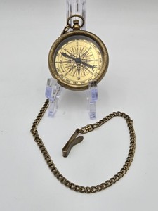 STANLEY LONDON BRASS POCKET COMPASS REPLICA NAUTICAL MARITIME VEST CHAIN FOB...