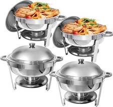 Round Chafing Dish Buffet Set 4 Pack Food Warmer for Party Weddings Picnic