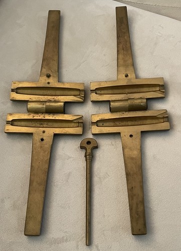 1888 RARE Pair Jerome C. Millard Brass Bullet Molds Hunting Military War Fishing