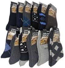 Men  s Lamb Wool Crew Socks Assorted Colors Prints Warm Winter Size 10-13,12 Pack
