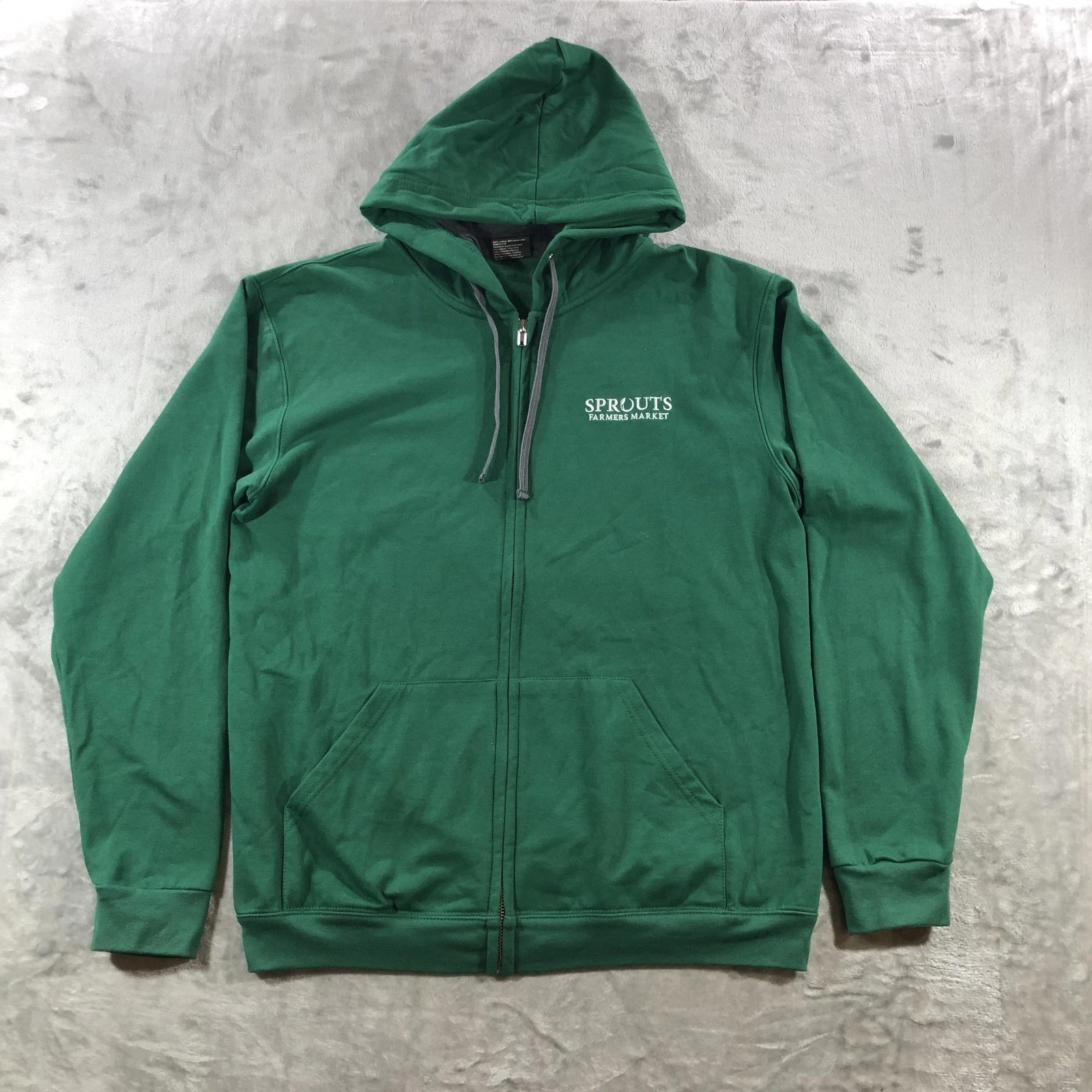 Silk Screen Shirts Hoodie Mens Medium Green Sprouts Farmers Market Full Zip