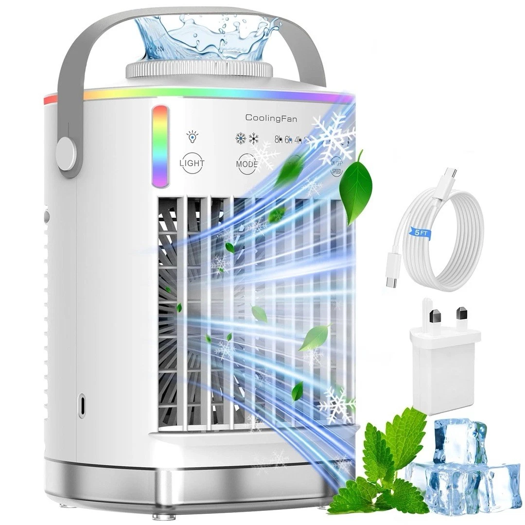Air Cooler, Portable Air Conditioner, 4 in 1 Mini Air Conditioner, Light & Timer