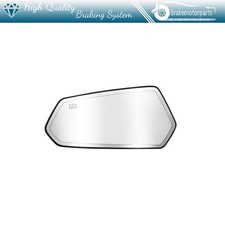 Mirror Glass Driver Side Chrome Flat Heated for 10-15 Chevy Camaro w/ Plate
