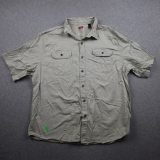 Wrangler Shirt Mens 2XL Khaki Short Sleeve Button Down Utility Flap Pocket Work