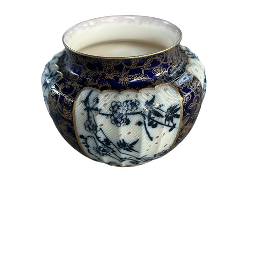 Doulton Burslem Antique 1888 Cobalt Blue Gold Tapestry Vase Biscuit Jar