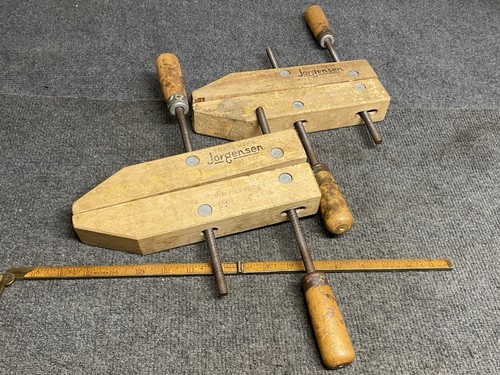 (2) Jorgensen No 1 Wood Handle Hand Screw Clamp 10 inch (USA) Parallel Clamps