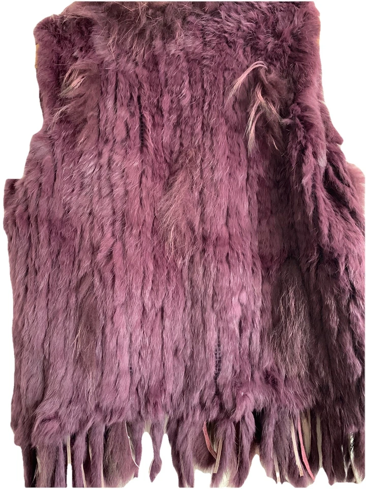 复古兔子毛皮背心梅色适合 S 码  — 第 2/4 张图片