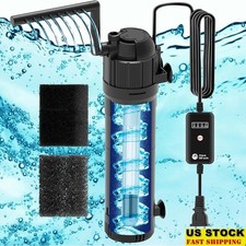Aquarium Filter 200GPH Submersible W/ UV Lamp Timer 2-Stage Filtration New