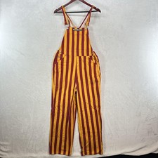 Game Bibs Overalls Mens Small Maroon Gold Striped Cotton Game Day Tailgate