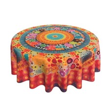 Mutakin Mandala Bohemian Spring Summer Round Table Cover Washable Table Cloth
