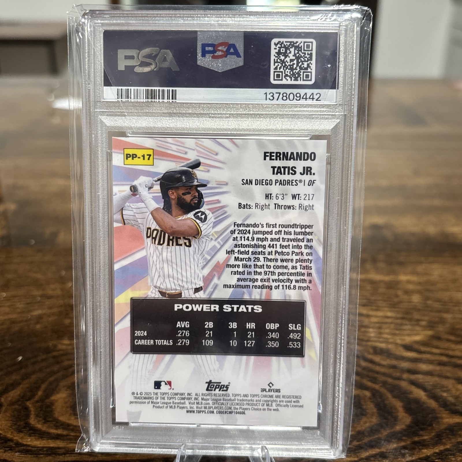 2025 Topps Chrome Fernando Tatis Jr Red Refractor Power Players 1/5 PSA 10 view 2