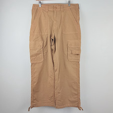 American Eagle Women's 14 Cargo Pants Tan Straight Leg Utility Y2K Stretch
