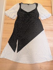 2 Torrid Black Dot Sweetheart Jersey Knit Balloon Sleeve Maxi Long Dress 18 20