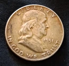 1951p Franklin Half Dollar, 90% Silver