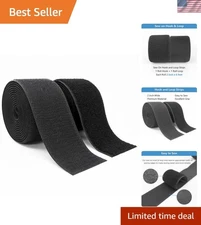 Black Sew-On Hook & Loop Strips, 2" Wide, Perfect for Crafts & Clothing