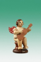 Holzengel Musikengel Engel Sitzend Mit Gitarre Mit Krone / Natur HöHe 6,5 Cm NEU