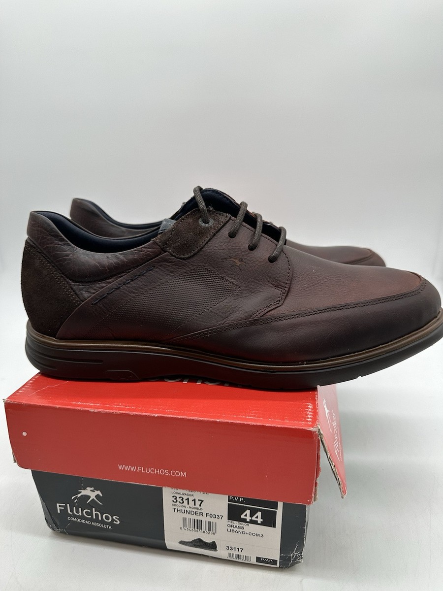 Tried On Fluchos Thunder: Brown Leather Lace-Up Shoes For  display picture 3