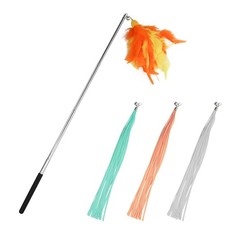 Andiker 5Pcs Retractable Cat Wand Toy, Cats Toy Set Contains 1 Small, Orange