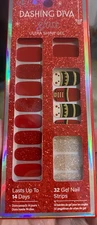 Dashing Diva Gloss 32 Gel Nail Strips CHRISTMAS TOY SOLDIER RED GLITTER NEW