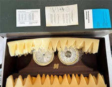 Howard Miller Brass Ship's Bell Clock & Barometer (NEW*) w/ Jostens Walnut Stand