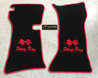 Autoteppich Fußmatten Floor Mats für Corvette Stingray C2 Coupe 1962-1967 sw rot