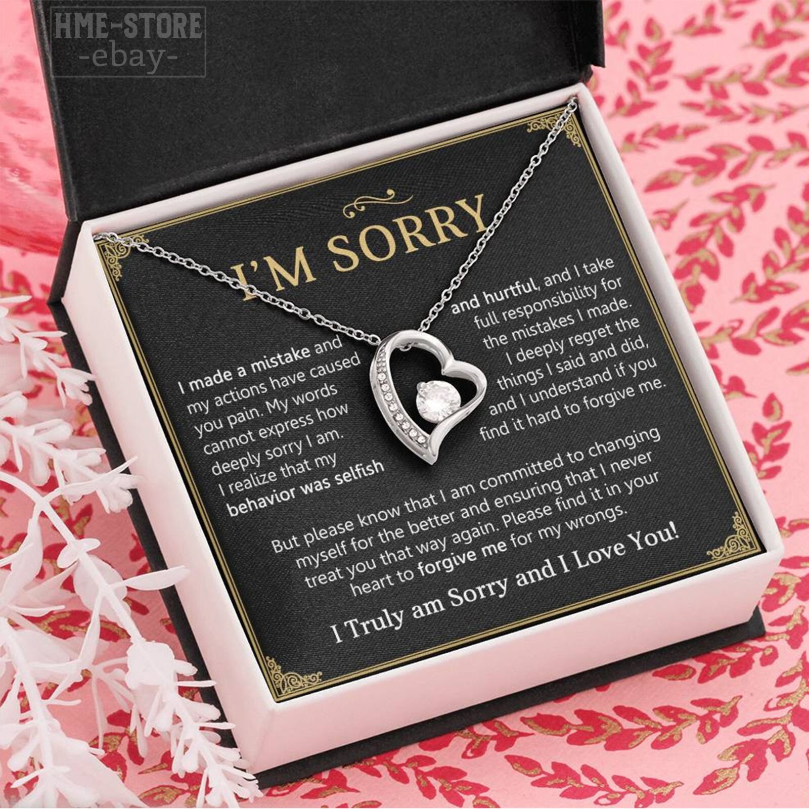 I'm Sorry Necklace CZ Heart Forgiveness Say Apology Gift for Her Wife ...