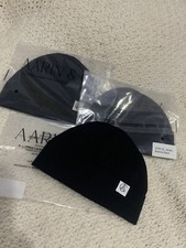 NWT   Aarin  Co Satin Lined Jersey Beanie Hat Black Sz S/M 15inches LOT of 3