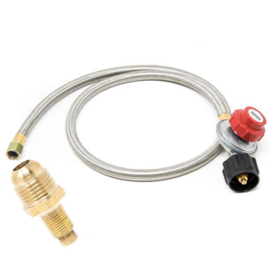 4 ft. 0 PSI to 20 PSI High Pressure Propane Regulator and Steel Braided Hose NEW