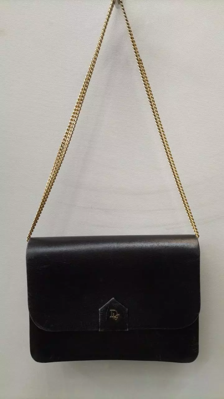 Sac bandoulière Christian Dior chaîne noire 7,2 pouces